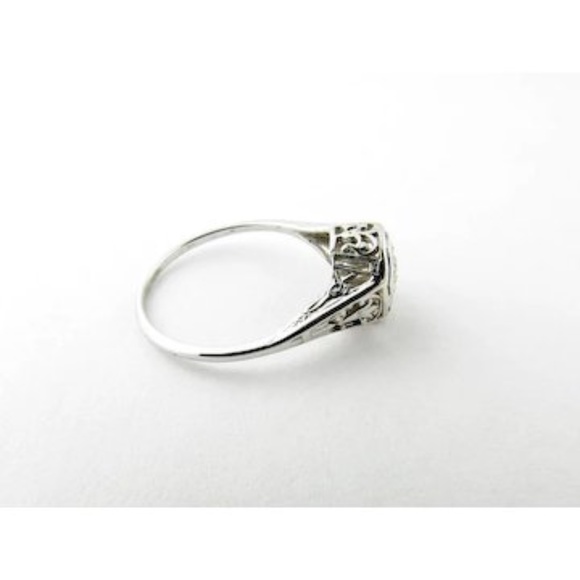 Vintage Art Deco Filagree 18K White Gold .25ct Diamond Solitaire #21 - Picture 5 of 5